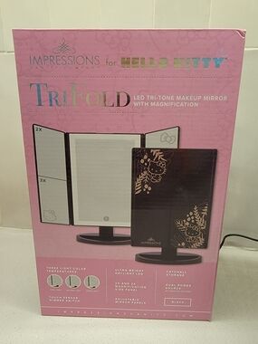Impressions for Hello Kitty Tri-Fold Lighted Makeup Mirror - Pink & Black